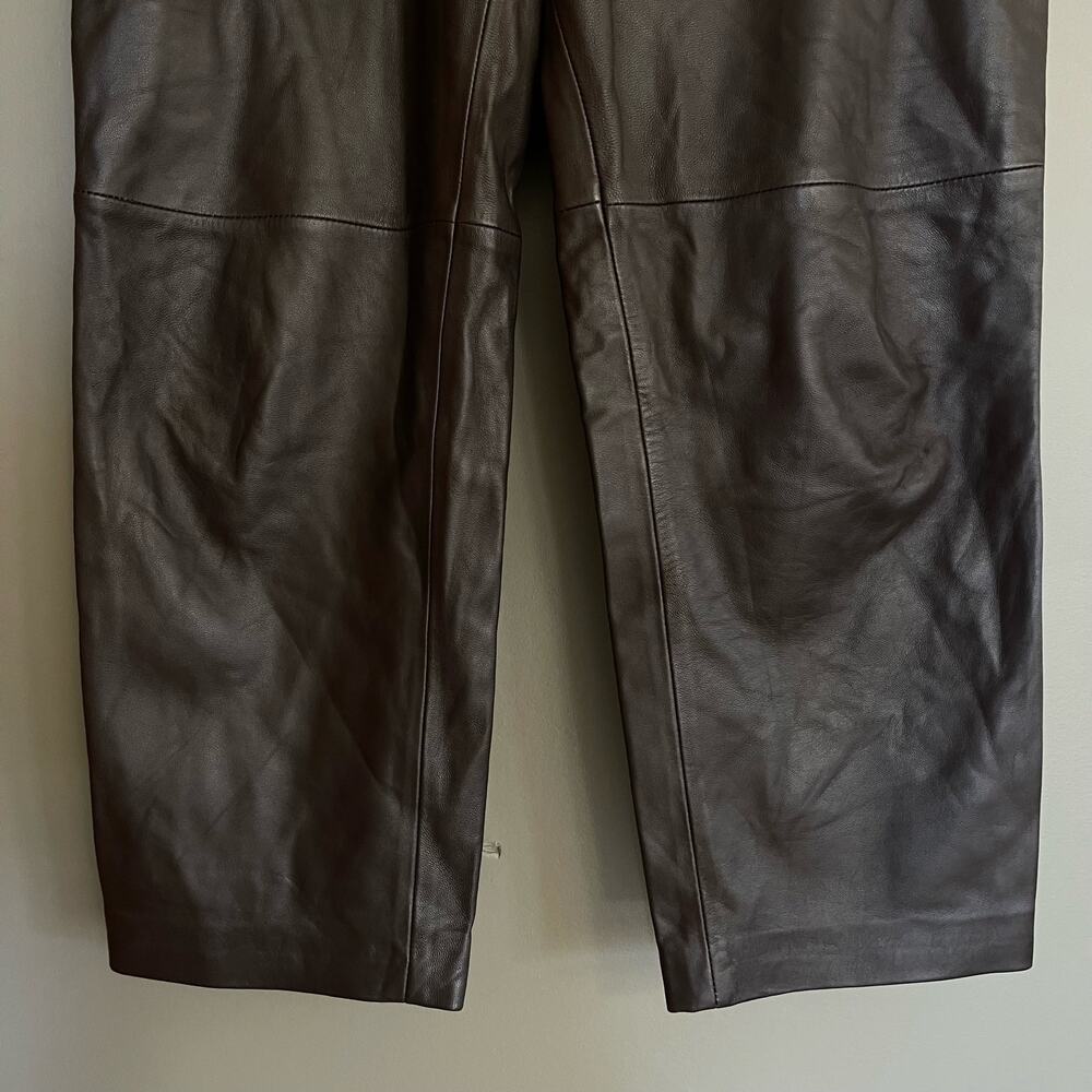 LPA Leather Pant 417 in Brown‎ Size XL High Waist Straight Leg 100% Leather Sexy - Picture 9 of 16